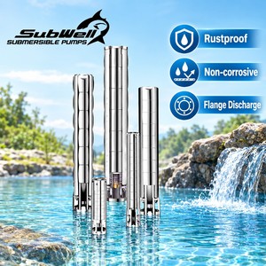 Pompe submersible multi-étages en acier inoxydable SubWell 1 CV avec décharge par bride pour traitement de l'eau - Product Image 1
