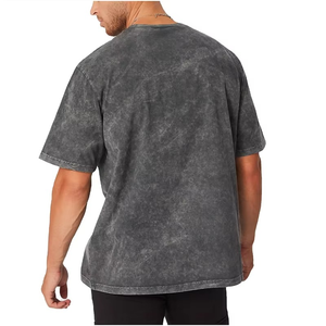 Camiseta de Manga Corta Negra con Estampado Tie-Dye para Hombre, Estilo Urbano, Cuello Redondo, Algodón Jersey, Talla Grande, Gran Venta - Product Image 2