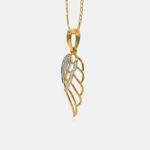 Collier pendentif aile d'ange en or jaune avec diamant de laboratoire - Product Image 4