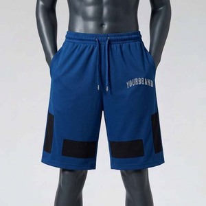 YOURBRAND Short Bermuda Bleu pour Homme avec Panneaux Noirs, Taille à Cordon, Vêtement de Sport Décontracté en Tissu Tricoté Respirant - Product Image 4