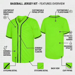 Maillot de baseball personnalisé à boutons, uniformes de softball sublimés, chemise de sport respirante pour équipes, vente en gros, vêtements de sport OEM - Product Image 2