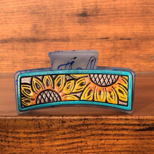 Pinzas para el pelo de cuero grabadas hechas a mano con estilo occidental para mujer - Product Image 2