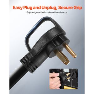 Cable de Extensión para Generador de 50 Amperios, 250V, 12500W, 25 Pies, Cable de Alimentación de Alta Resistencia 6AWG con NEMA 50R y 50P, Compatible con Soldadoras Flexibles - Product Image 3