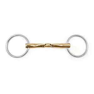 Anillos sueltos dorados de alta demanda, bocado de enganche francés, equipo de equitación al por mayor, fabricante de cabezadas para caballos - Product Image 1