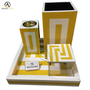 Ensemble de brûleurs d'encens Bakhoor incrustés de résine faits à la main plateau Mubkhara jaune et blanc boîte et ensemble de brûleurs Bakhoor religieux - Product Image 1