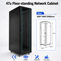 12-47U 19 Inch Kabinet Rak Server Lantai 600x1000x2400mm Baja SPCC Pintu Kaca Kabinet Jaringan Rak Pusat Data OEM ODM