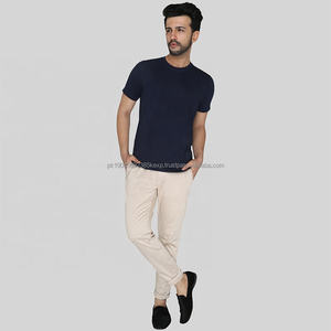 T-shirt en coton biologique tricoté décontracté pour homme, coupe classique, manches courtes, haute qualité, respirant, écologique, taille plus, uni - Product Image 3