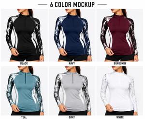 Haut de bain sublimé à manches longues pour femme, imprimé marbre noir, séchage rapide, en Spandex et Polyester, écologique, faible MOQ - Product Image 6