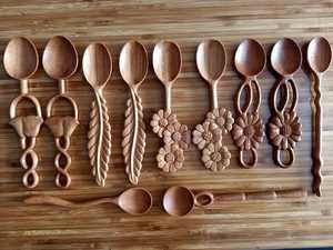 Cuchara de Madera con Forma de Flor Hecha a Mano, Cucharas y Tenedores de Madera con Diseño Floral, Decoración de Cocina Estilo Cottagecore Personalizada - CARYLN - Product Image 5