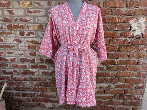 2026 Más Vendido: Bata tipo kimono con estampado de bloques y estampado Anokhi, para dama de honor, ropa de playa y uso casual para mujer - Product Image 2