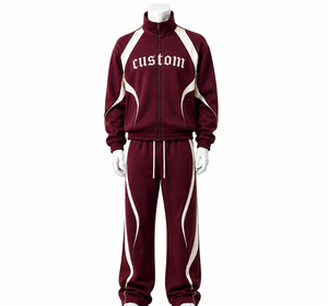 Custom Letter Print Tracksuit Unisex Full <b>Zip</b> Sporty <b>Jogger</b> Set Autumn Breathable Polyester Regular Fit Side <b>Pockets</b> - Product Image 3