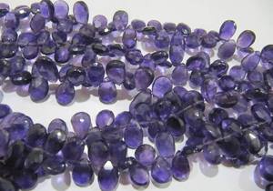 Cadena de cuentas facetadas de amatista natural en forma de pera, 8 pulgadas de largo - Product Image 4