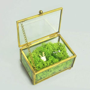 Boîte à bagues en verre transparent de qualité exceptionnelle, dernier design, boîte à bagues de mariage, porte-bague, plaqué or, bijoux et cosmétiques - Product Image 1