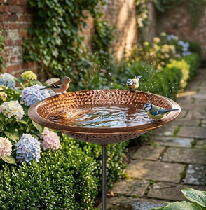 Vente flash - Bain d'oiseaux en cuivre de qualité supérieure avec support métallique, bol à eau durable pour l'extérieur, idéal pour les jardins, les cours et les patios - Product Image 2