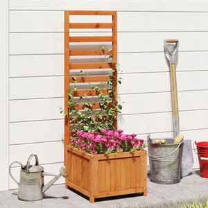 Jardinera elevada de madera para jardín exterior con caja de cultivo y espaldera para verduras y flores, para balcón, hecha en Vietnam. - Product Image 2