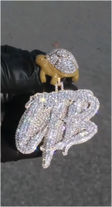 Colgante Personalizado con Nombre de Rapero, Estilo Hip Hop, con Incrustaciones de Moissanita, para Hombre y Mujer, Plata 925, Moissanita VVS - Product Image 2