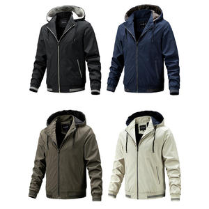 Veste coupe-vent unie pour homme, légère, en polyester, avec capuche, vêtement d'extérieur, personnalisable OEM, streetwear noir - Product Image 6