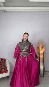 Robe longue en mousseline de soie ethnique respirante, couleurs personnalisées, robe afghane pour femme, broderie Kuchi faite à la main, robe afghane pour femme - Product Image 4