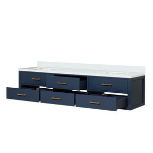 Blu 80 Pollici L X 22 Pollici Mobile Bagno Doppio con Top in Quarzo Bianco, Vanità da Bagno - Product Image 5