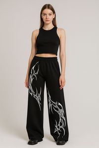Screen Printed <b>Custom</b> Women's Jogger Polyester Cotton Women's Wide Leg Sweat Pant OEM Personalized Printed Casual Streetwear - Product Image 6