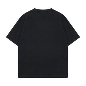 Camiseta Negra Oversize de Manga Corta para Hombre con Estampado Minimalista en el Pecho, Cuello Redondo de Algodón, Estilo Casual Urbano, Top Básico, Venta al por Mayor, Fábrica OEM - Product Image 2