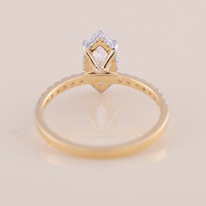 IGI Certified Marquise Cut Diamond <b>Engagement</b> And Wedding <b>Ring</b> with Pavé Band in Solid 925 <b>Sterling</b> <b>Silver</b> - Product Image 3