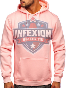 Sweat-shirt à capuche rose pour homme Infexion Sports, coupe classique, en polaire, avec logo imprimé sur le devant, vêtement décontracté pour l'automne - Product Image 1