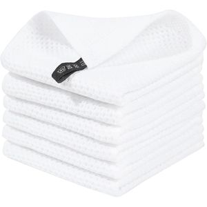 Asciugamani da Cucina Ultra Morbidi 100% Cotone a Nido d'Ape, Asciugatura Rapida, 30x30 cm, Confezione da 6, Bianchi - Product Image 1