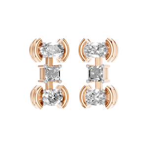Pendientes de barra vertical de diamantes naturales para mujer, oro de 14K/18k con corte ovalado y Princesa, oro sólido, joyería fina certificada IGI - Product Image 6