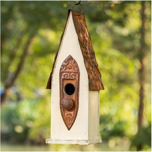 Nichoir artistique sculpté en bois de noyer - Nichoir en bois artisanal en gros - Product Image 1