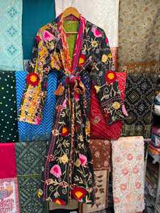 Vintage Kantha Suzani Kimono <b>Robe</b>: Handmade Cotton Patchwork - Product Image 1