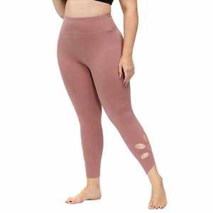 High Waist Full Length Yoga <b>Leggings</b> With Dot <b>Pattern</b> Pink Spandex Nylon Four-Way Stretch Women's Fitness Pants - Product Image 5