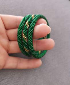 Bracelet en corde pour femme, accessoire de bijouterie, style bohème, motif en spirale, ornement de poignet, perles de verre faites à la main, crochet - Product Image 6