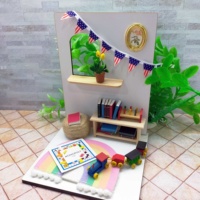 Maison de poupée miniature en MDF, ensemble de meubles en forme de L, couleur bois naturel, éducatif, montage facile, découpé, 5,2x5,2x6,75 pouces, pour les enfants