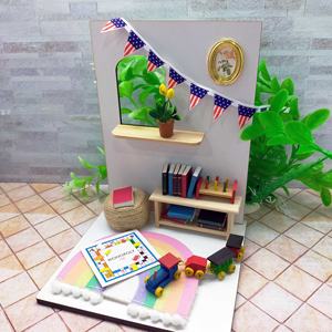 Casa de Muñecas en Miniatura de Madera, Juego de Muebles en Forma de L, Color Madera Natural, Educativo, Fácil de Ensamblar. para mayores de 14 años - Product Image 2