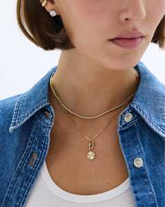 จี้คาราไบเนอร์แบบมีตัวล็อค ทอง 14k 18k เพชรเพาะเลี้ยง 0.16 กะรัต ประดับเพชรแบบ Pave Set ตัวล็อคแบบเกี่ยว ดีไซน์ทันสมัย สามารถสวมซ้อนกันได้ - Product Image 4