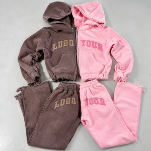 Custom Vintage Streetwear 400gsm Heavyweight Cotton Fleece Zip-Up Hoodie Front Logo Embroidery Unisex Regular Fit <b>Applique</b> - Product Image 1