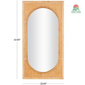 Brown Wall <b>Mirror</b> with Oval Center .This rectangular wall <b>mirror</b> features a matte brown rattan finish, giving it a natural look. - Product Image 6