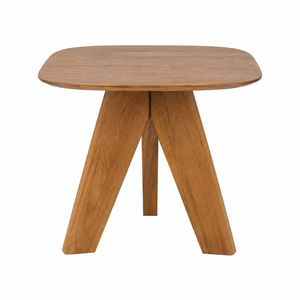 Table d'appoint ronde scandinave en teck massif avec base à trois prismes, écologique, pour appartement et hôtel - Product Image 2