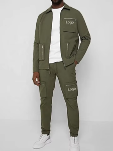 Nouvelle veste de travail pour homme printemps-automne, pantalon multi-poches, ensemble tendance deux pièces de pantalons décontractés - Product Image 1