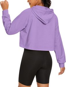 Sudadera corta con capucha para mujer, estilo moderno, con logo personalizado, lisa, fácil de usar, popular. - Product Image 2