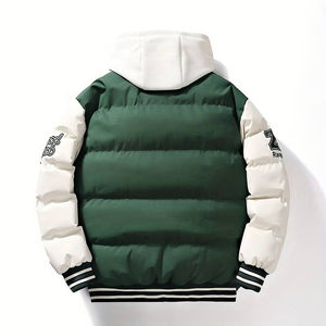 Veste matelassée décontractée en toile pour homme, style urbain, col montant, rembourrage bulle, manteau d'hiver, conception OEM européenne, collection 2025 - Product Image 4