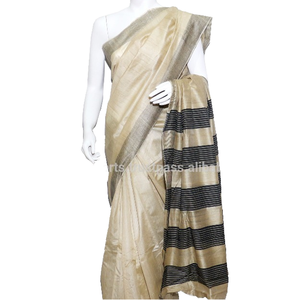 Sari de Seda Tassar de Tejido Artesanal Bhagalpuri - Product Image 1