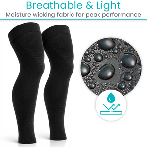 Moisture Wicking Leg Sleeves For Tennis Badminton Outdoor Court Sports High Elasticity <b>Compression</b> Support Breathable Legwear - Product Image 2