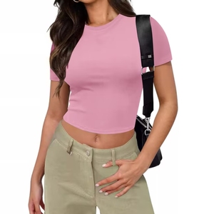 Pair of 3pc per set Premium Women's Trendy Summer Slim-Fit Crop <b>Top</b> Wholesale Tight Short-Sleeve Going Out Tees - Product Image 3