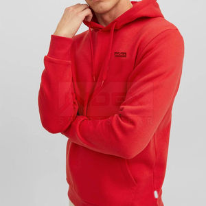 Sweat-shirt à capuche rouge pour homme INDEX, couleur unie, coton French Terry, décontracté, pour l'automne, avec poche avant et coupe classique - Product Image 4