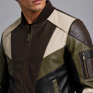 Chaqueta de cuero genuino de cordero marrón para hombre, diseño moderno, con cremallera, manga larga, chaqueta de cuero auténtico para hombre - Product Image 4