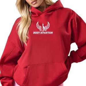 Sweat à capuche rouge pour femme, pull en polaire à manches longues, style décontracté streetwear, coupe ample, vêtement de mode pour tous les jours - Product Image 3