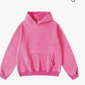 Women's 100% Cotton Knitted Washed <b>Acid</b> Vintage Oversized <b>Drop</b> Shoulder Hoodie Stylish Design Autumn Winter Plus Size Options - Product Image 1