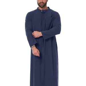 Wholesale Premium Cotton Stand Collar Modest Men's <b>Islamic</b> Eid Plus Size Loose Fit Floor Length Short Sleeve Quick Dry - Product Image 4